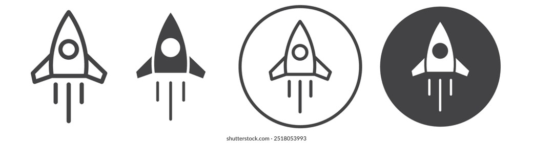 Rocket launch icon thin line illustration