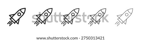 Rocket launch icon. Thin line illustration. outline drawing, Editable stroke
