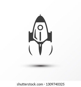 Rocket Launch Icon. Vector Business Startup Symbol. Spacecraft Graphic Object.