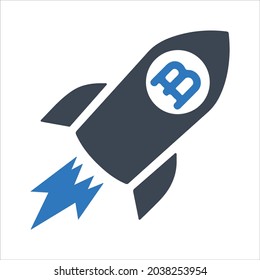Icono de lanzamiento del cohete. Vector y glifo