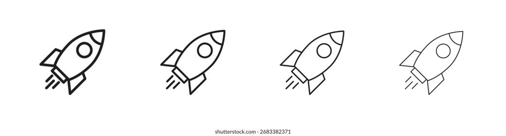 Rocket launch icon vector graphics. black style vector icons
