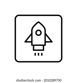 Rocket launch icon vector line square style