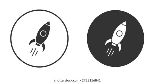 Rocket launch icons in modern flat solid style for UI UX Designs