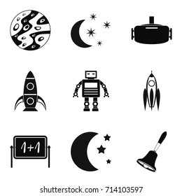 Rocket launch icons set. Simple set of 9 rocket launch vector icons for web isolated on white background
