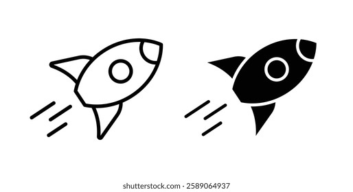 Rocket launch icons thin line illustrations designs