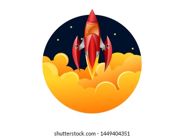 rocket launch illustration air ship