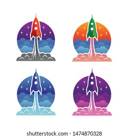Rocket Launch Illustration Logo Design