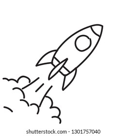 Rocket launch illustration. Rocket ship icon. Business start up symbol