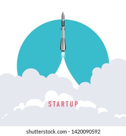 Rocket launch illustration. Start up business concept for your design
