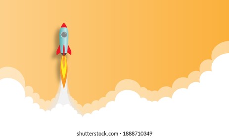 Rocket Launch illustration, startup business concept idea. vector illustration  
