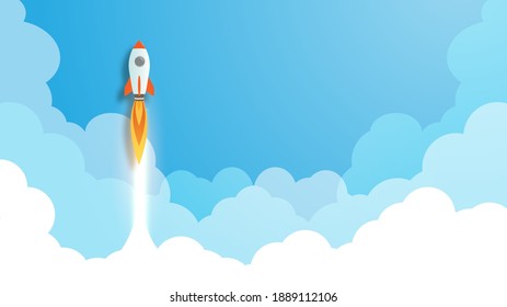 Rocket Launch illustration, startup business concept idea. vector illustration  