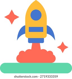 Ilustración de lanzamiento de cohete, concepto de inicio