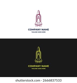 Ilustração de lançamento de foguete para o universo Space Logo Design Vetor