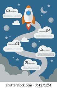 Rocket Launch Infographic. Project start up new business.