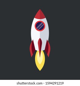 Rocket launch into space. Business project start up development and launch new innovation product on a market concept. vector eps 10