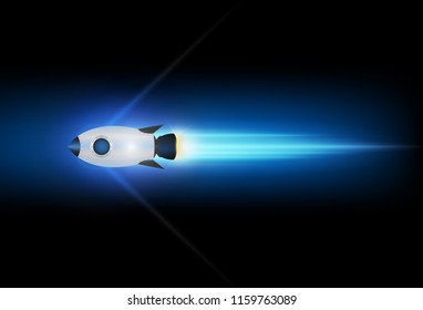 Rocket launch and into space. Startup - flat design. Vector illustration.