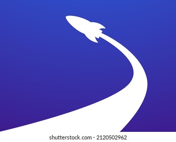 Rocket launch into space. Space rocket takeoff isolated on white background. Design for banners, posters and promotional items. Space tourism, a modern trend. Vector illustration