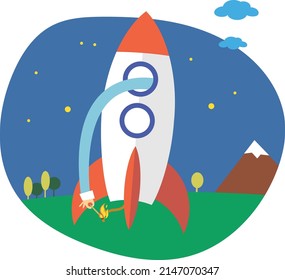 rocket launch into space,man launches a rocket