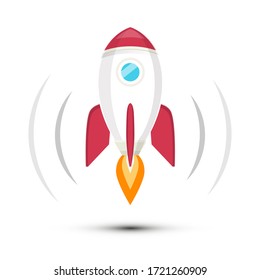 Rocket Launch Isolated. Vector Spacecraft Symbol.