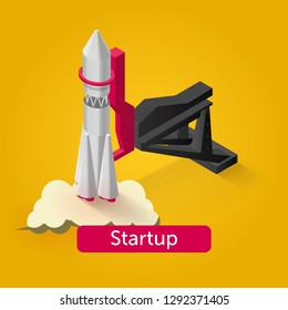 Rocket launch isometric icon