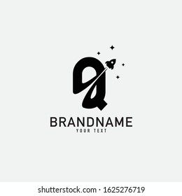 Rocket launch + letter Q logo design template