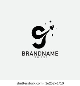 Rocket launch + letter S logo design template