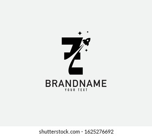Rocket launch + letter Z logo design template