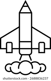 Kunstsymbol für die Abzugslinie eines Raketenwerfers