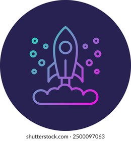 Rocket Launch Line Gradient Icon Design