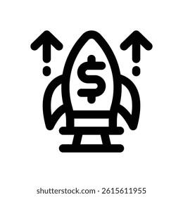 rocket launch line icon. Clean and minimalist vector icon for websites, mobile apps, presentations, and logos. Fully scalable and customizable for any project.