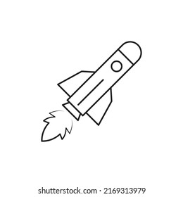 Rocket launch line icon design isolated on white background