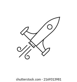 Rocket launch line icon design isolated on white background