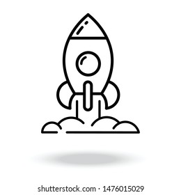 Rocket launch line icon, outline vector sign,  Business startup symbol, logo illustration