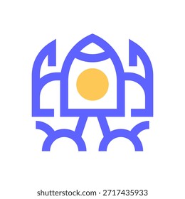 Rocket Launch Line Icon, Outline Symbol for Start-up Launch, Project Kickoff, Business Growth, Rapid Success, and Career Advancement. Vector Sign Icon.