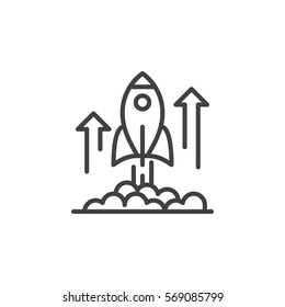Rocket launch line icon, outline vector sign, linear pictogram isolated on white. Business startup symbol, logo illustration