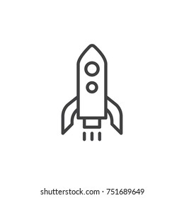 Rocket launch line icon, outline vector sign, linear style pictogram isolated on white. Startup rocket symbol, logo illustration. Editable stroke