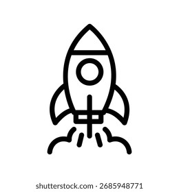 Rocket launch line icon, start up and innovation symbol, simple outline style on white background