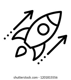 Rocket launch, line icon startup business concept