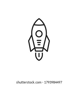 Rocket launch line icon. Startup symbol concept isolated on white background. Vector illustration