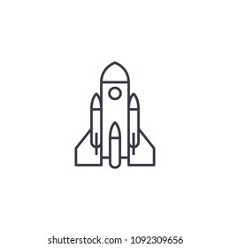 Rocket launch linear icon concept. Rocket launch line vector sign, symbol, illustration.