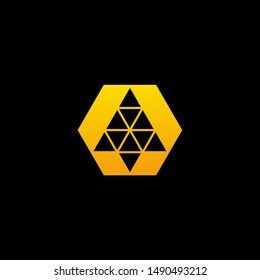 Rocket launch logo, Arrow symbol concept. Hexagon Rocket Logo Template Design. Spaceship startup abstract business logo idea. Corporate identity logotype, company graphic design template - vector