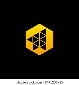 Rocket launch logo, Arrow symbol concept. Hexagon Rocket Logo Template Design. Spaceship startup abstract business logo idea. Corporate identity logotype, company graphic design template - vector