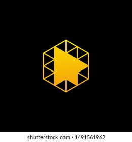 Rocket launch logo, Arrow symbol concept. Hexagon Rocket Logo Template Design. Spaceship startup abstract business logo idea. Corporate identity logotype, company graphic design template - vector
