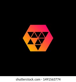 Rocket launch logo, Arrow symbol concept. Hexagon Rocket Logo Template Design. Spaceship startup abstract business logo idea. Corporate identity logotype, company graphic design template - vector