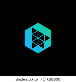 Rocket launch logo, Arrow symbol concept. Hexagon Rocket Logo Template Design. Spaceship startup abstract business logo idea. Corporate identity logotype, company graphic design template - vector