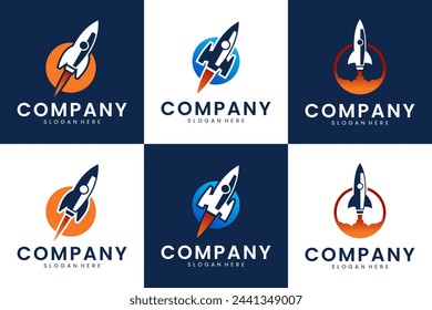 rocket launch logo collection, astronomy symbol , design illustration.