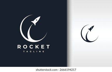 Raketenstartlogo mit Halbmond