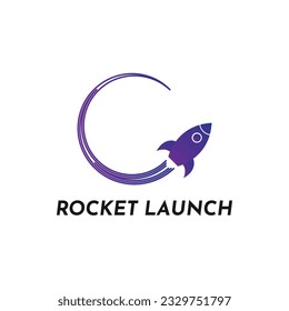 Rocket launch logo design creative