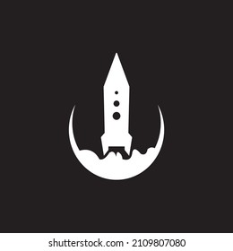 Rocket Launch Logo Design Icon Image Vector Illustration, Spaceship Clipart, Logo Icon, Rocket Icon PNG And Vector On Black Background