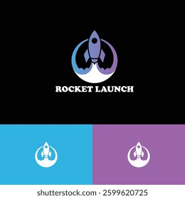Rocket launch logo design template